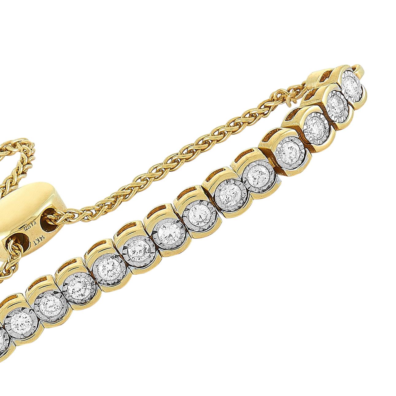 Women's LB Exclusive Yellow Gold 1.00 Carat Diamond Tennis Bracelet