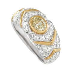 LB Exclusive Yellow Gold and Platinum 1.00ct Diamond 0.63ct Yellow Diamond Ring