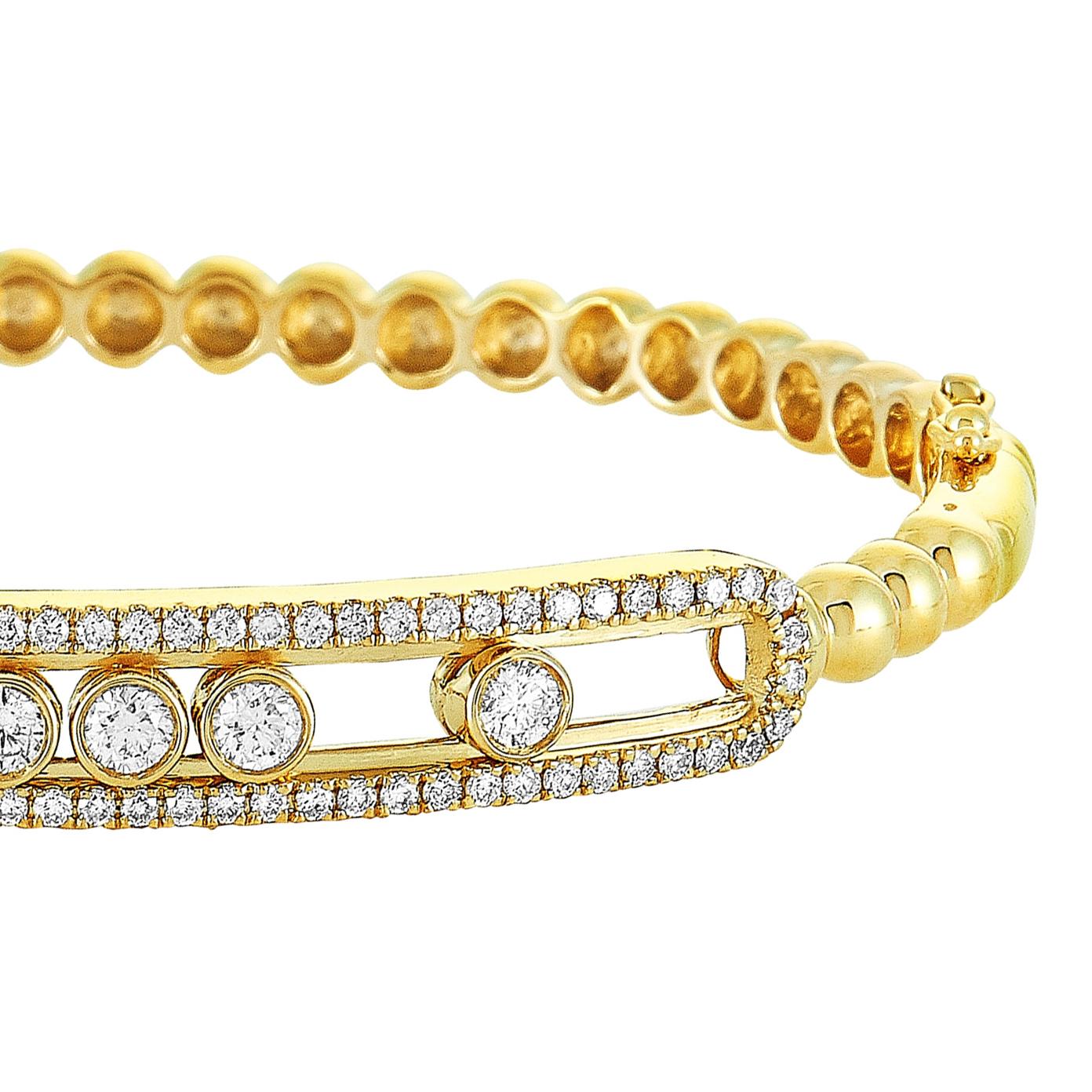 Women's LB Exclusive Yellow Gold Sliding Diamond Bangle Bracelet