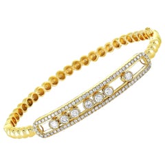 LB Exclusive Yellow Gold Sliding Diamond Bangle Bracelet