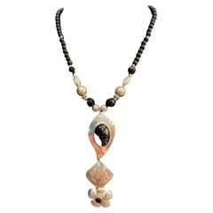LB Fabulous handmade multi Pendant Sterling Silver and Onyx unique necklace