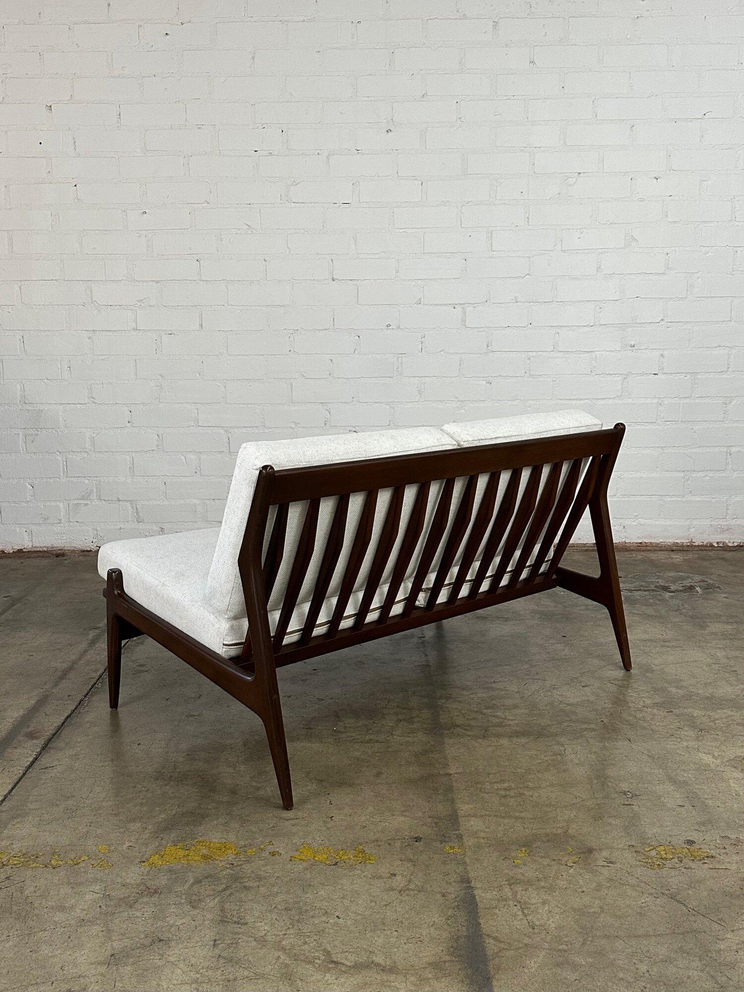 Mid-Century Modern Lb Kofod Larsen Armless Love Seat for Selig