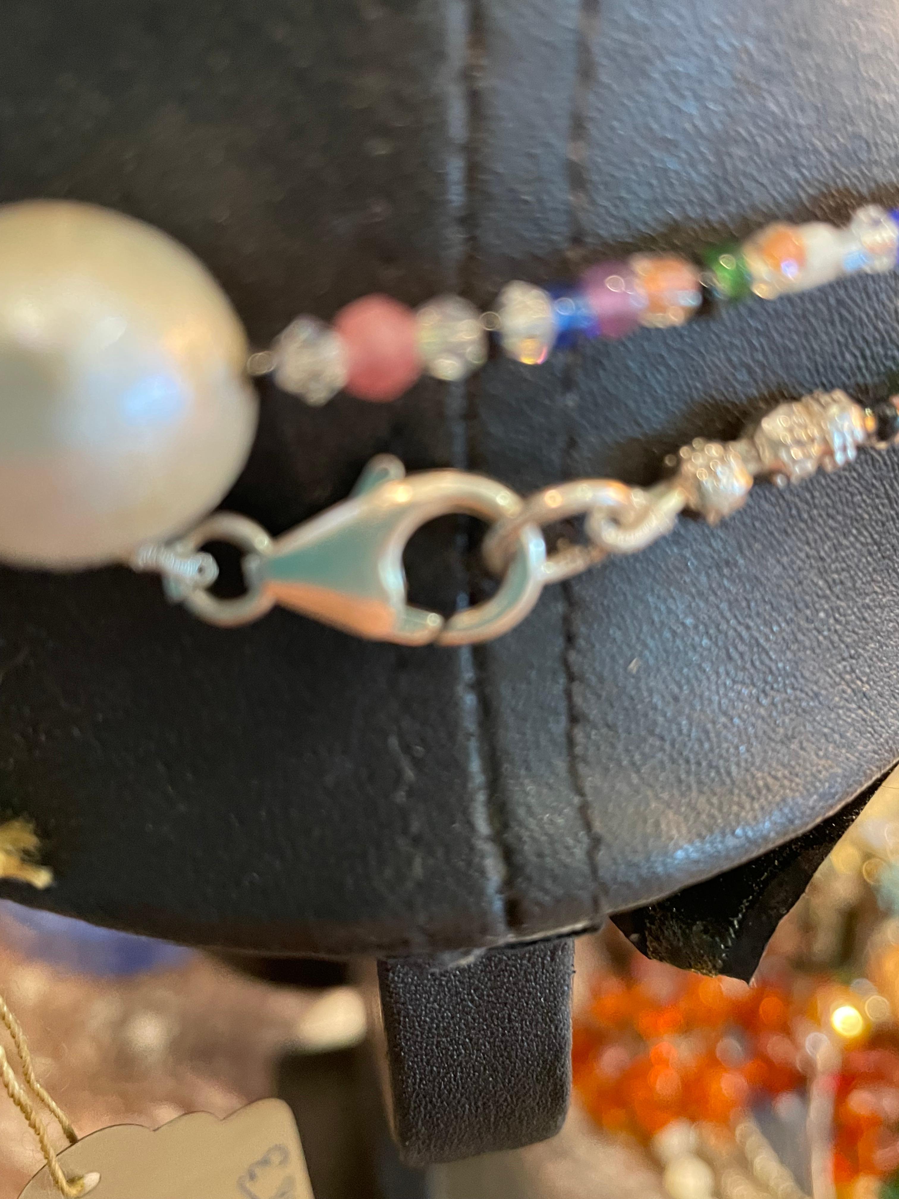 LB Große Barockperlen-Halskette mit atemberaubendem Seil mit mehrfarbigen Kristallen, angeboten im Angebot 4