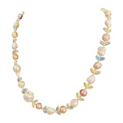 LB large Baroque Pearls Vintage Glass Stunning Handmade One of a Kind Necklace