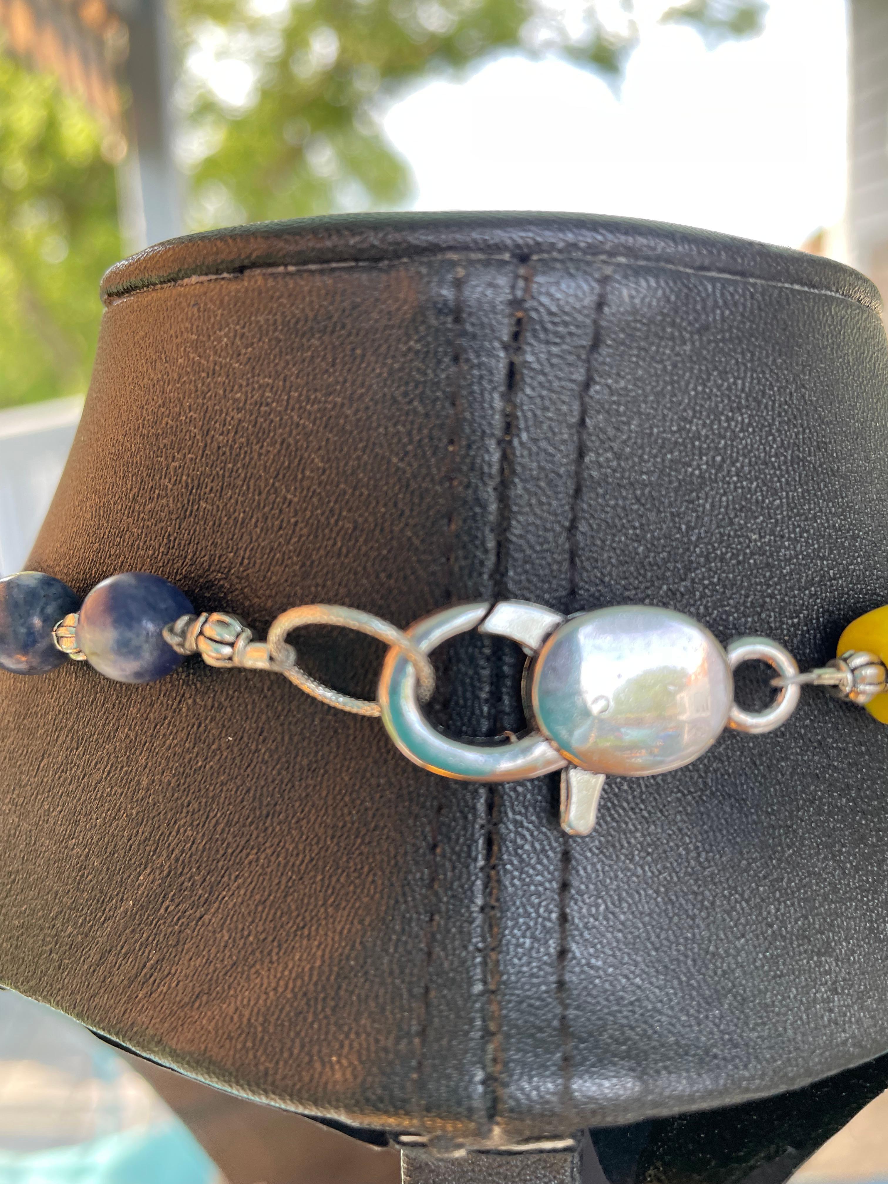 LB offers 20th c. Venetian glass trade beads Sterling Silver lapis bead necklace 2