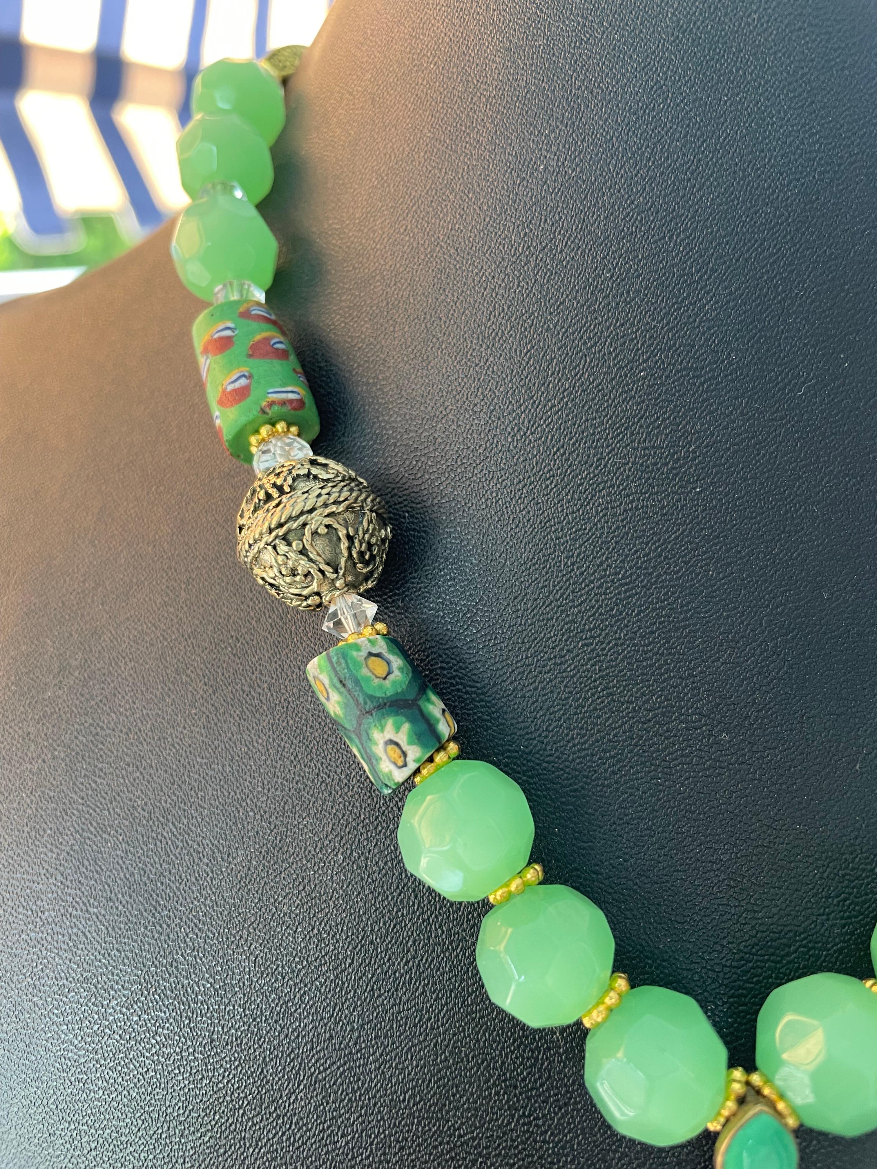 Women's or Men's LB offers 60’s Enamel Brass snake earring Peking glass Venetian glass Necklace For Sale