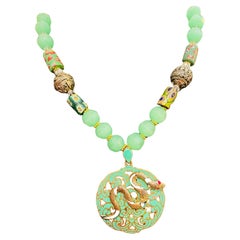 LB offers 60’s Enamel Brass snake earring Peking glass Venetian glass Necklace