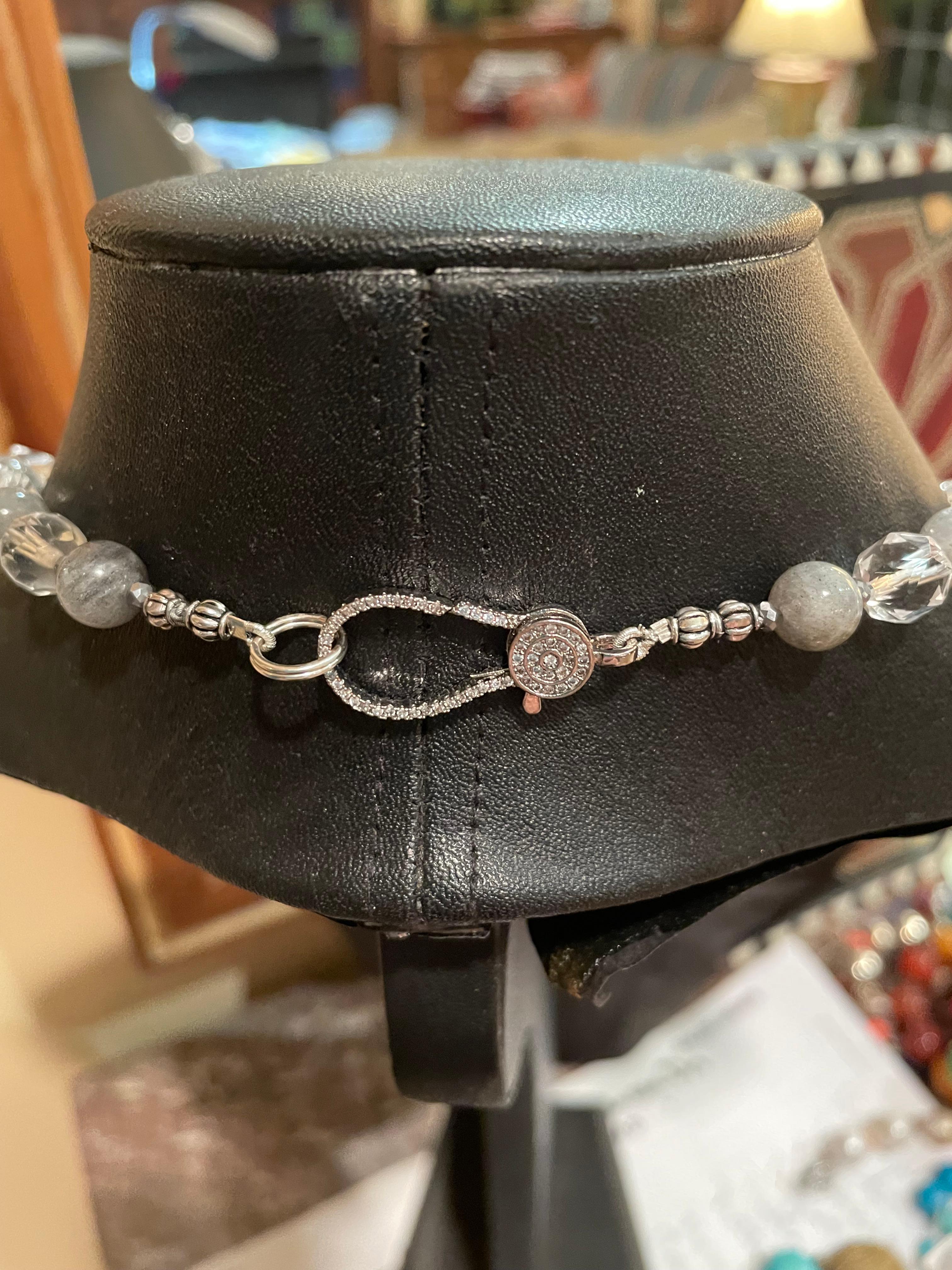 Women's or Men's LB offers a mid 20th c. Sterling Marcasite Sun brooch pendant crystal necklace For Sale