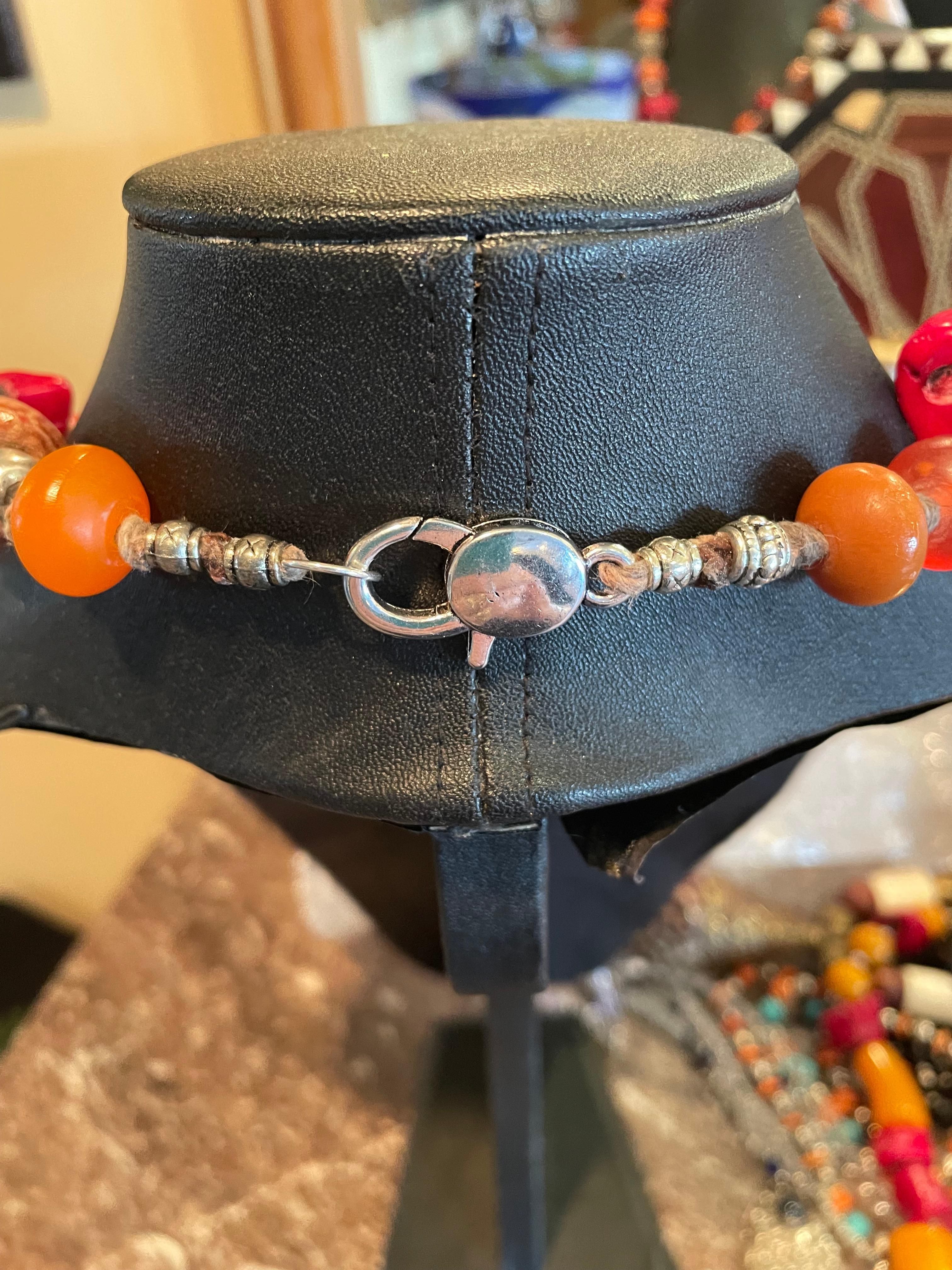 LB offers a tribal amber, coral, Tibetan silver, resin, and wood necklace 1