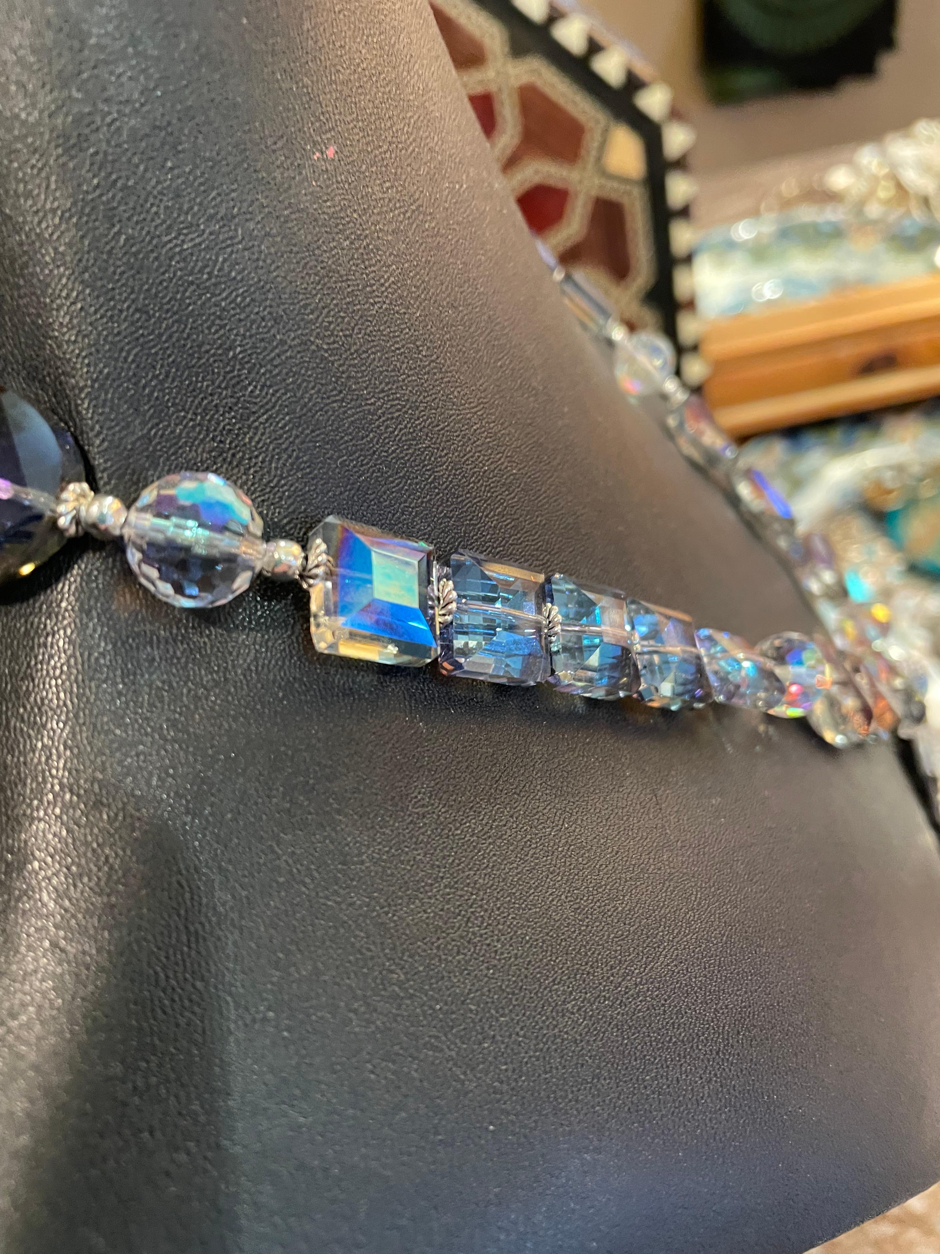 Art Deco LB offers a vintage crystal dress clip Czech crystal Vintage crystal necklace For Sale