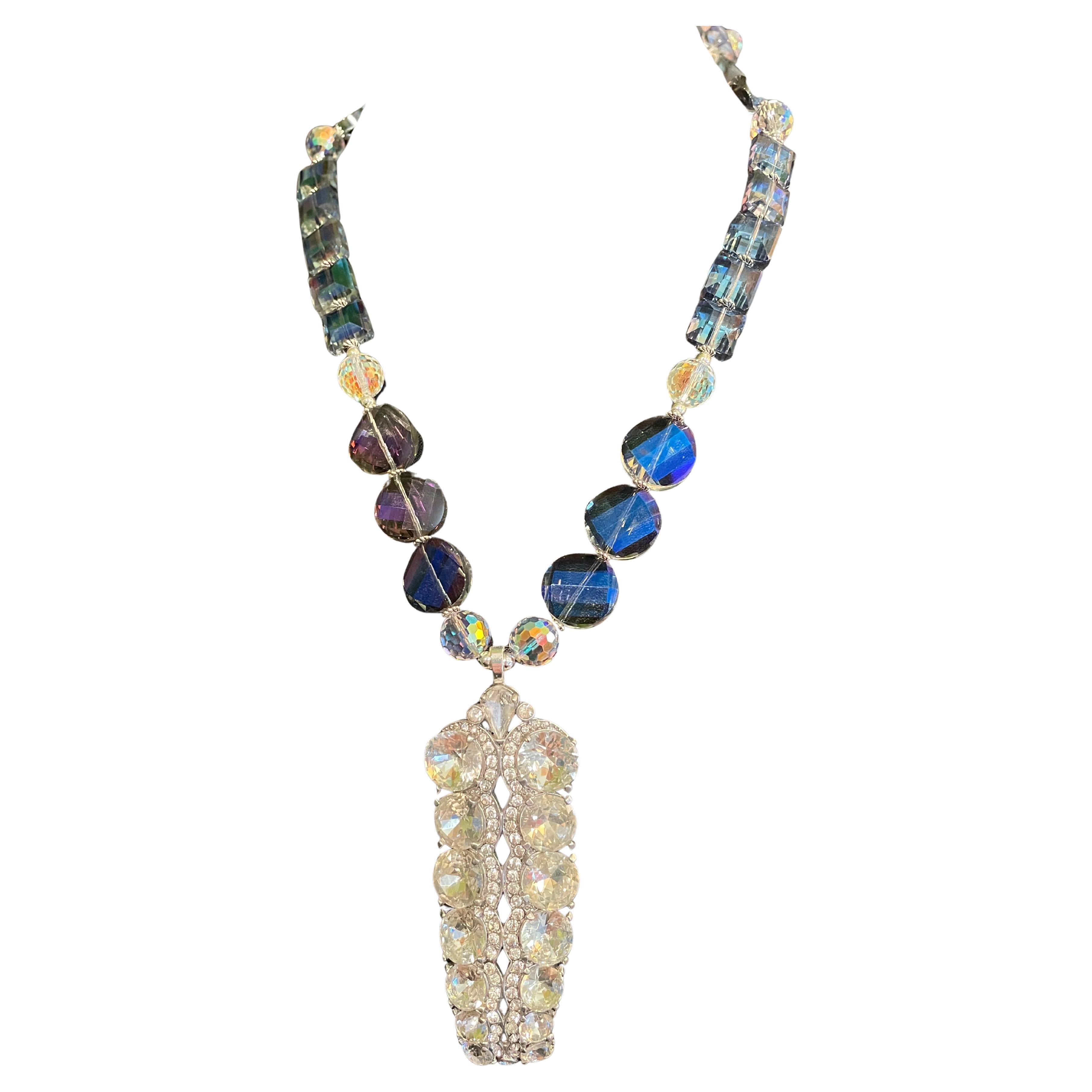 LB offers a vintage crystal dress clip Czech crystal Vintage crystal necklace For Sale