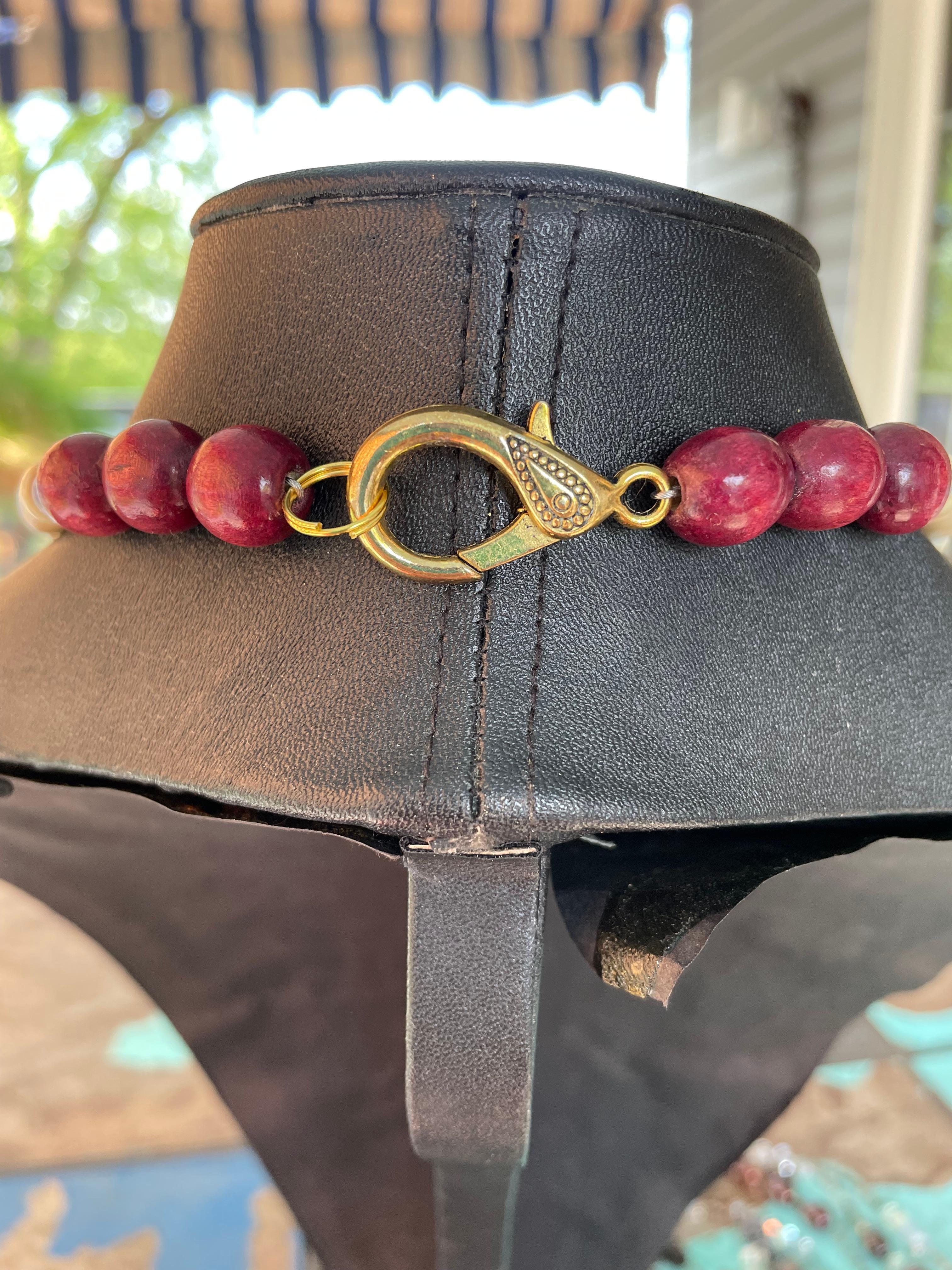 LB ofrece Piedra Africana Elefante Latón Tibetano Lapislázuli Hueso MOP Collar Imari en venta 4