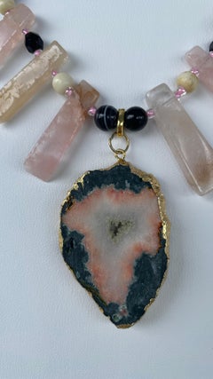 LB offers Agate Slice RQ spears onyx Venetian glass Bone Labradorite Necklace