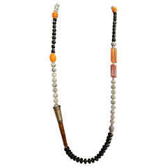 LB bietet einen Vintage-Zigarettenhalter im Art-Déco-Stil, Onyx, Sterling, Halskette