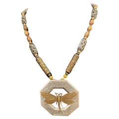 LB offers Antique buckle pendant, Brass and Silver beads necklace 