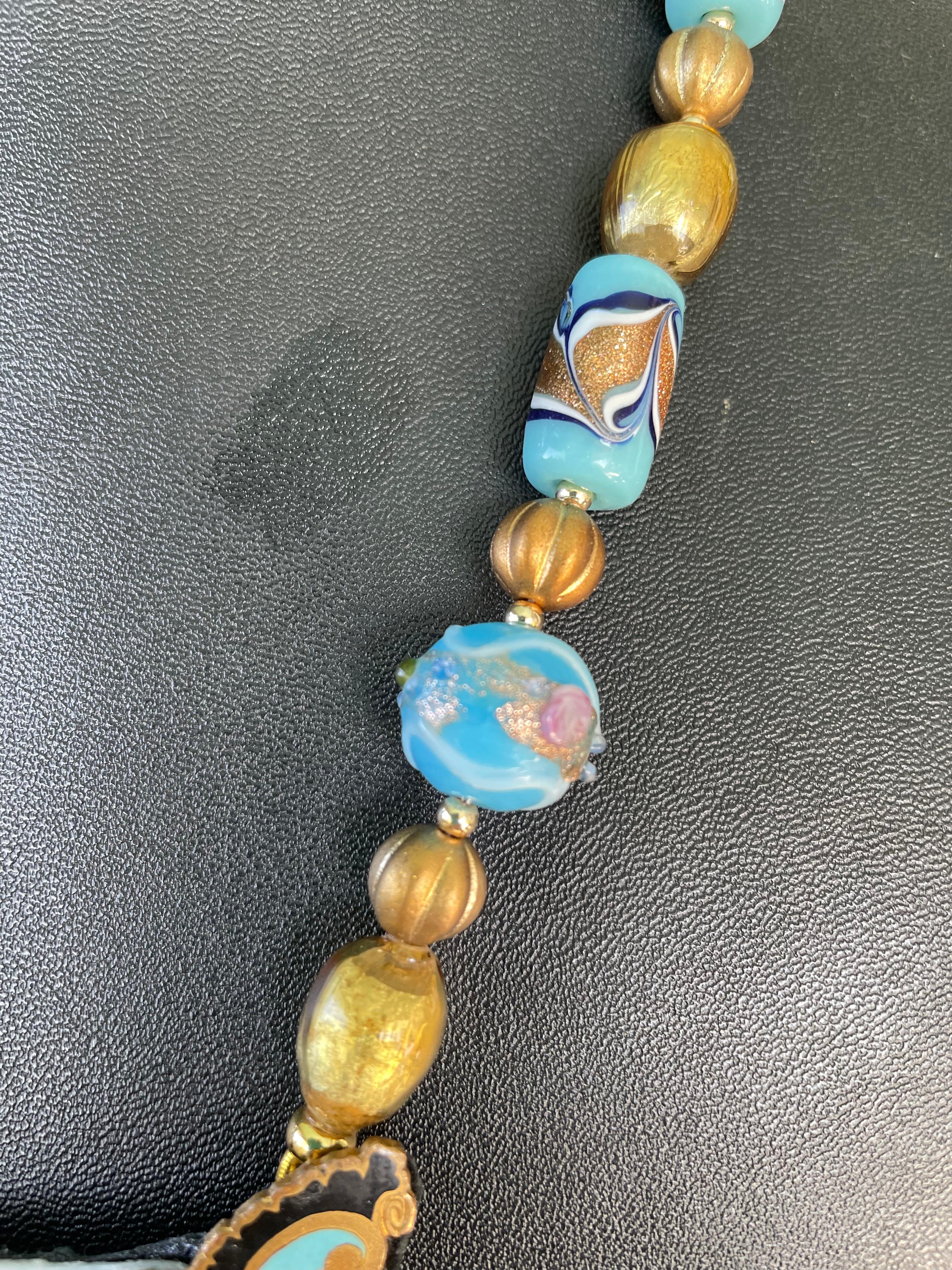 LB offers Art Nouveau Buckle Pendant Venetian and Czech glass beads Necklace 2