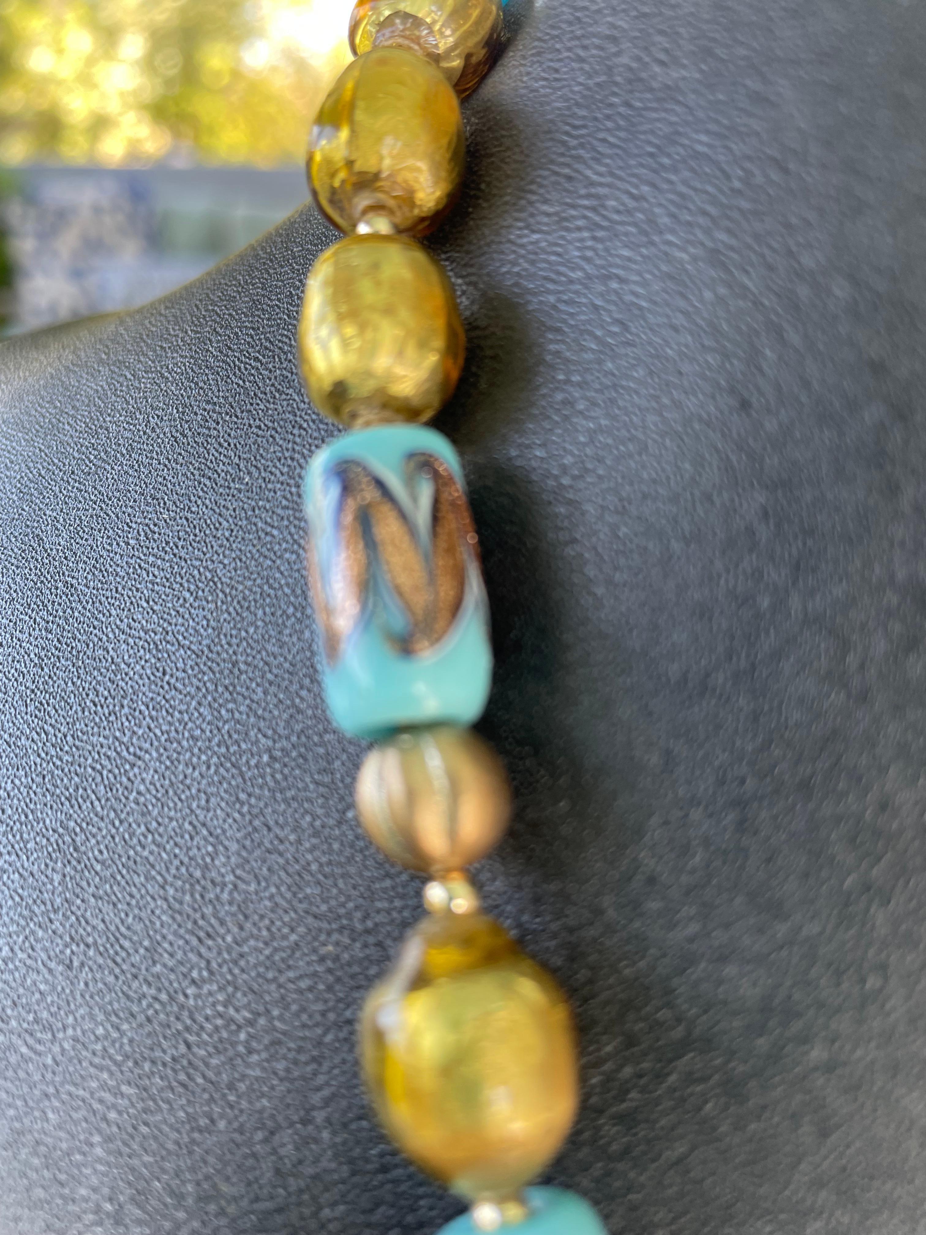 LB offers Art Nouveau Buckle Pendant Venetian and Czech glass beads Necklace 3