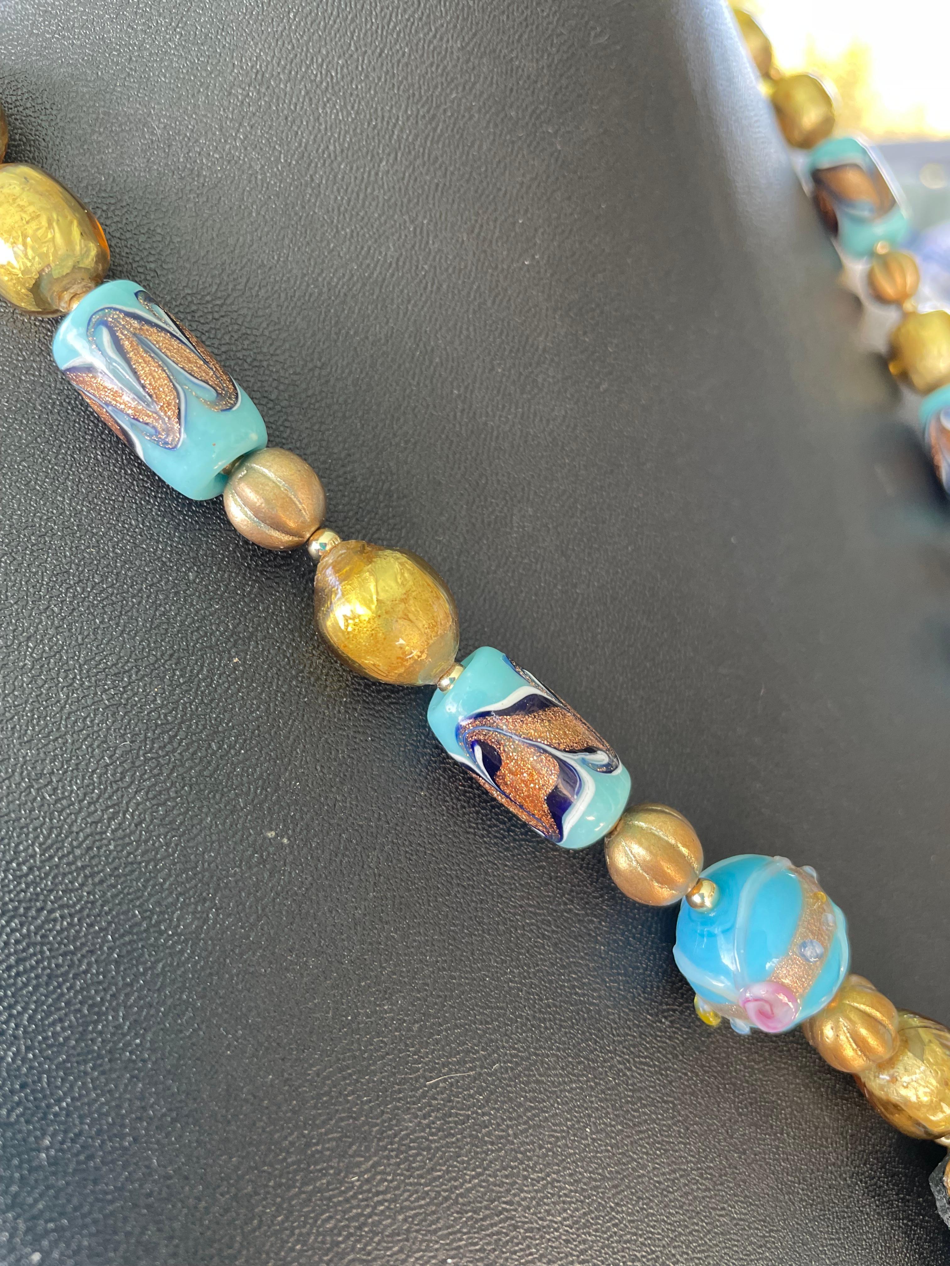 LB offers Art Nouveau Buckle Pendant Venetian and Czech glass beads Necklace 5