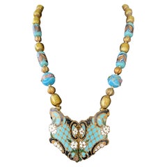 Antique LB offers Art Nouveau Buckle Pendant Venetian and Czech glass beads Necklace