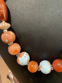 LB offers Artisan ceramic beads Carnelian Soapstone Chinese Sterling Necklace