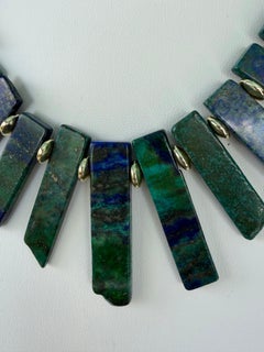 LB offers Azurite stone points Faceted jadeite beads OOAK handmade Necklace