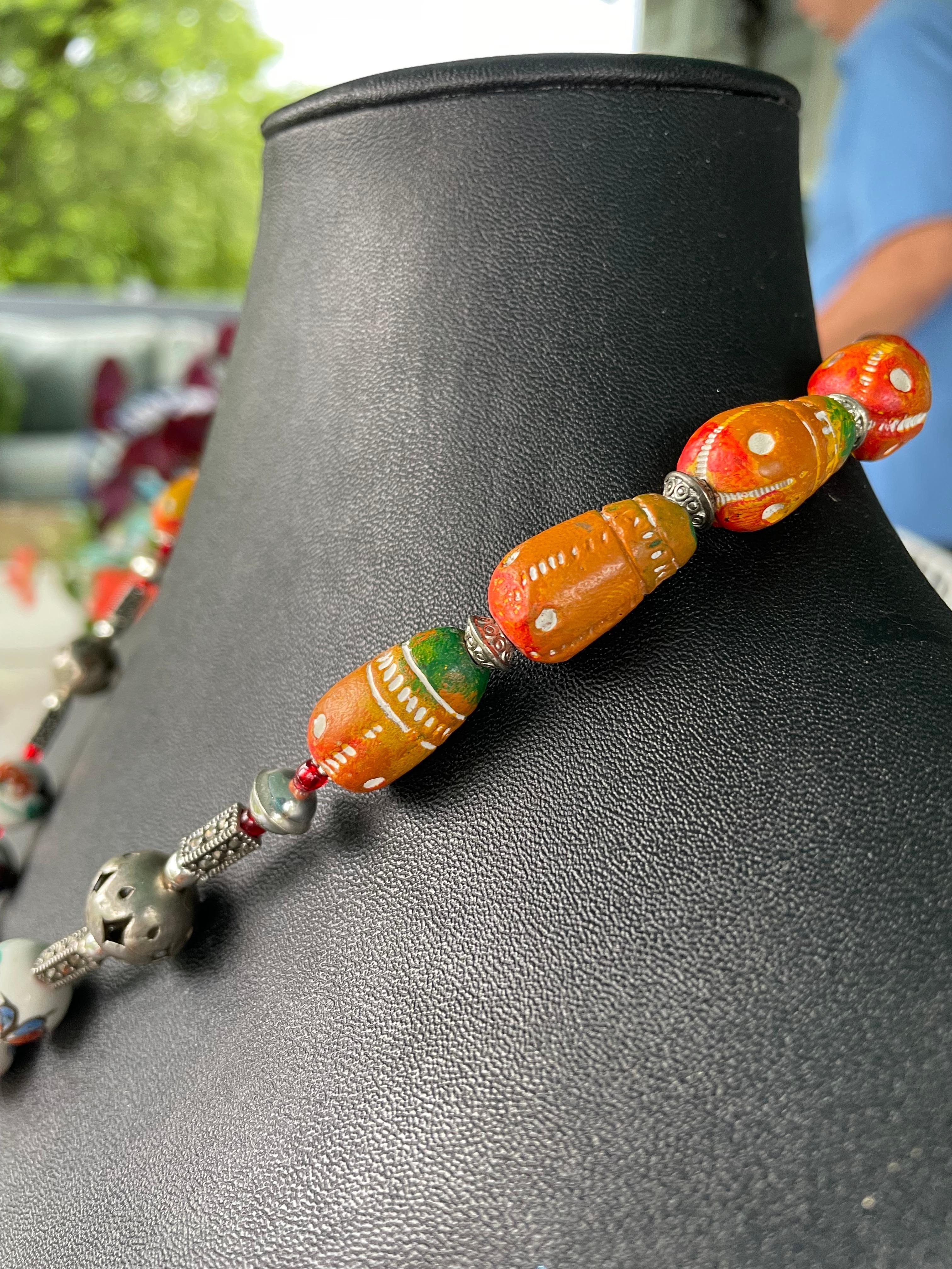 LB offers Bakelite Buckle Sterling MOP Frog Chinese beads Tribal beads Necklace For Sale 1
