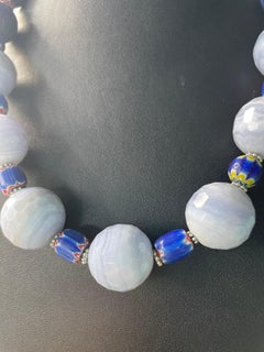 LB offers Blue Lace Agate Lapis Lazuli Venetian trade beads Sterling necklace