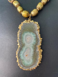 LB offers Brass Edged Agate Venetian Glass Chinese Cloisonné Vintage Necklace