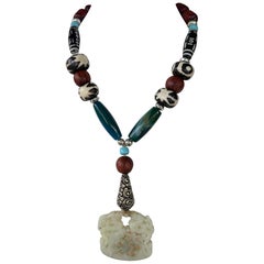 LB offers Carved Chinese Pendant Agates Wood African Bone Tibetan Necklace