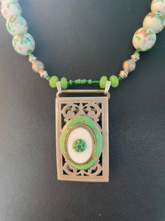 LB offers French enamel brooch SS buckle Czech glass marking Glass SS Necklace