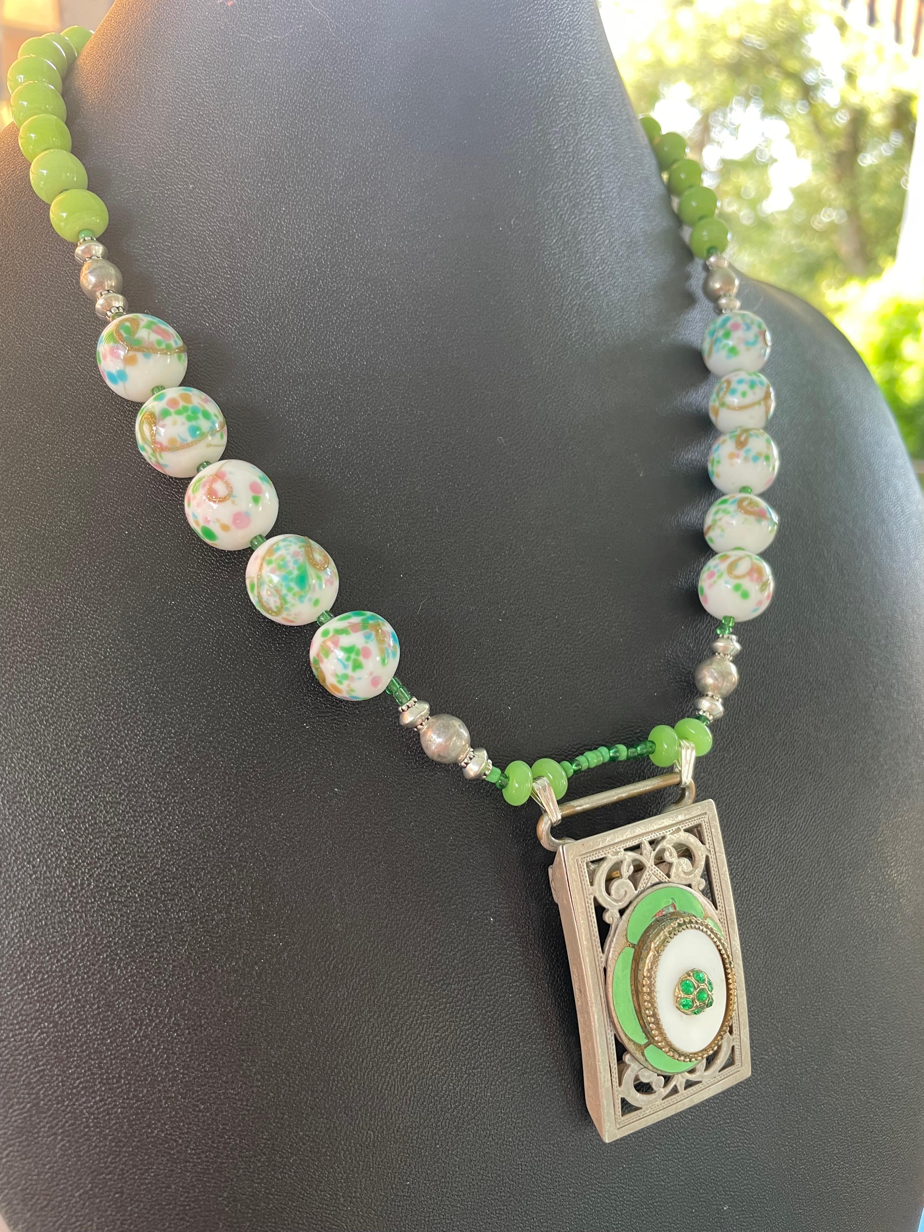 LB offers French enamel brooch SS buckle Czech glass marking Glass SS Necklace For Sale 3