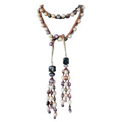 LB offers Freshwater Pearls glass Sterling Silver sewn onto a cord Necklace