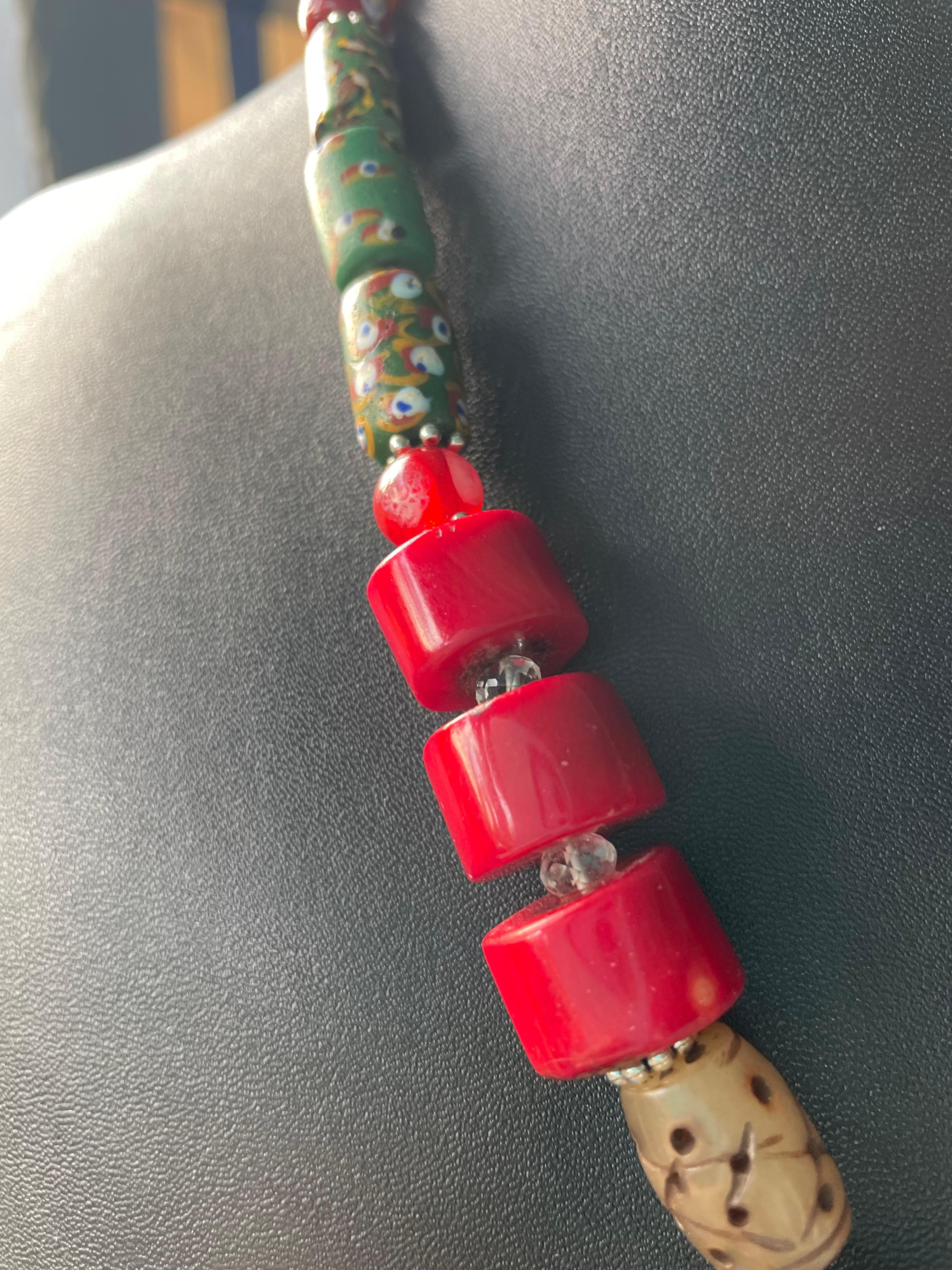 Bead LB offers Jade Mexican Sterling pendant Soapstone Coral Venetian glass necklace
