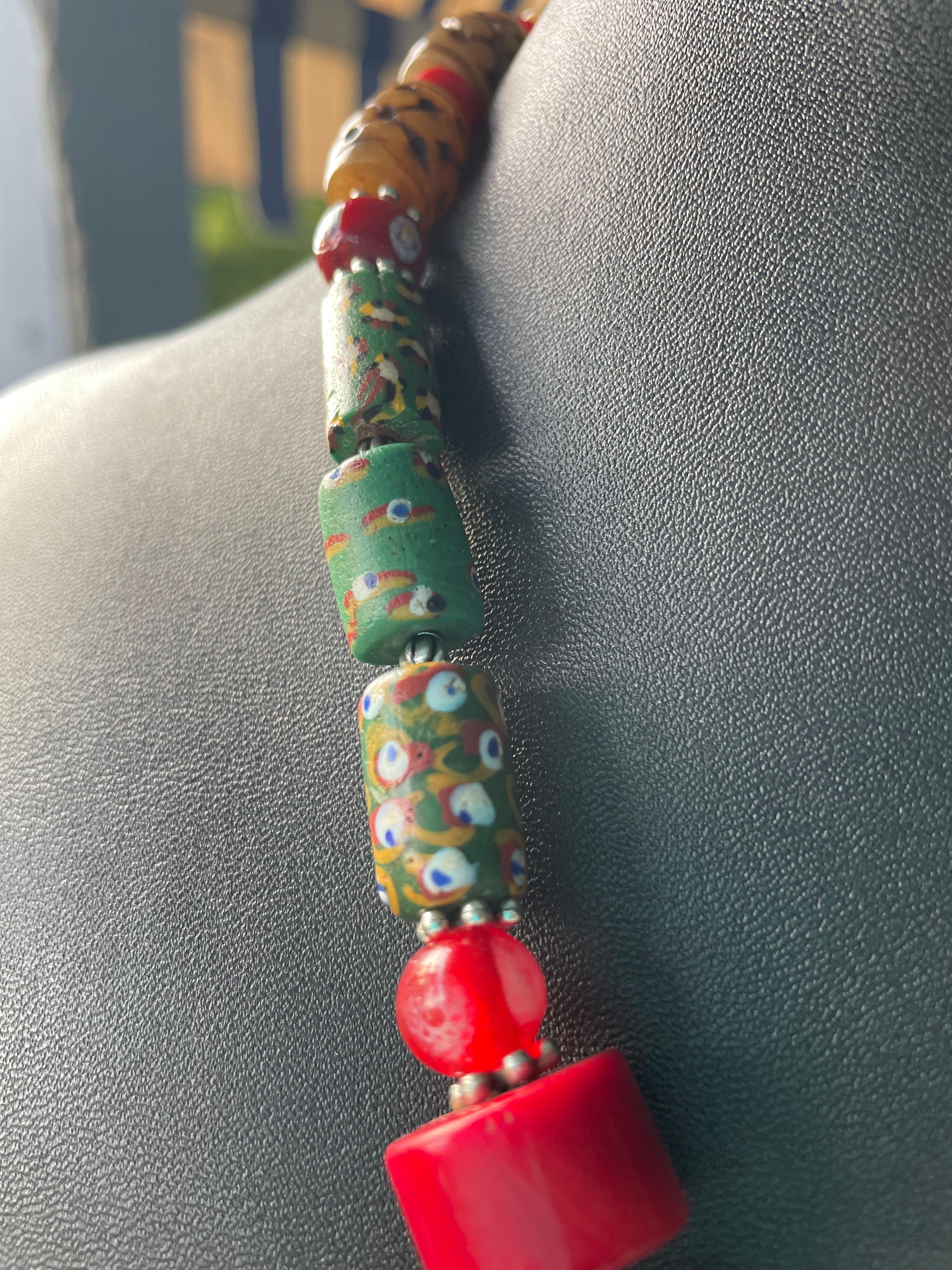 Women's or Men's LB offers Jade Mexican Sterling pendant Soapstone Coral Venetian glass necklace