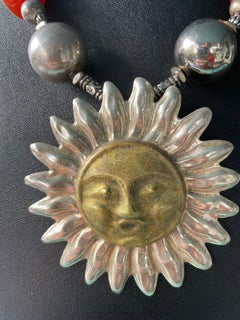 LB offers Mexican SS Sun Pendant Carnelian SS Mexican Silver Beads Necklace