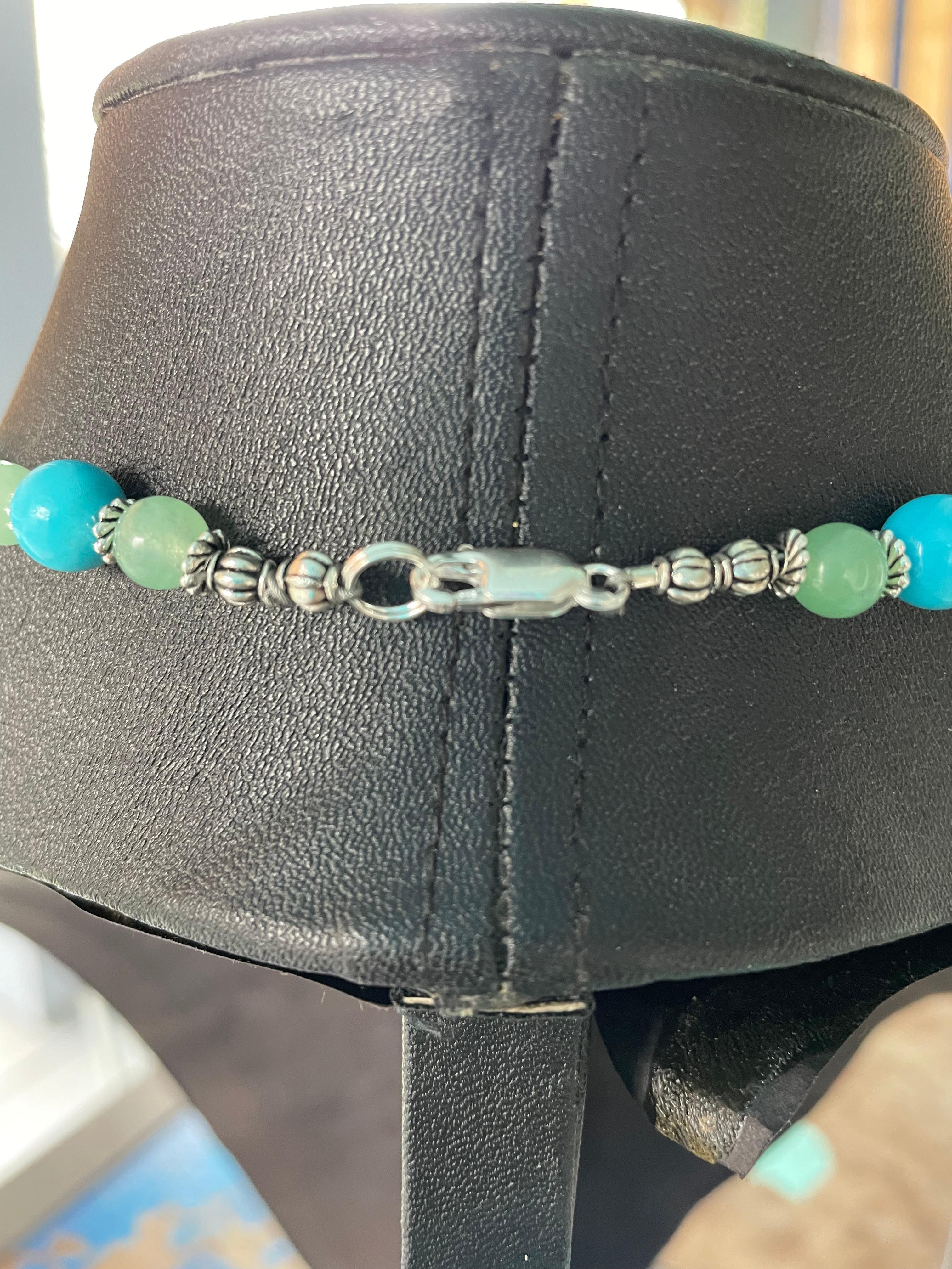 LB offers multi colored carved Chinese Jade pendant necklace glass agates silver For Sale 3