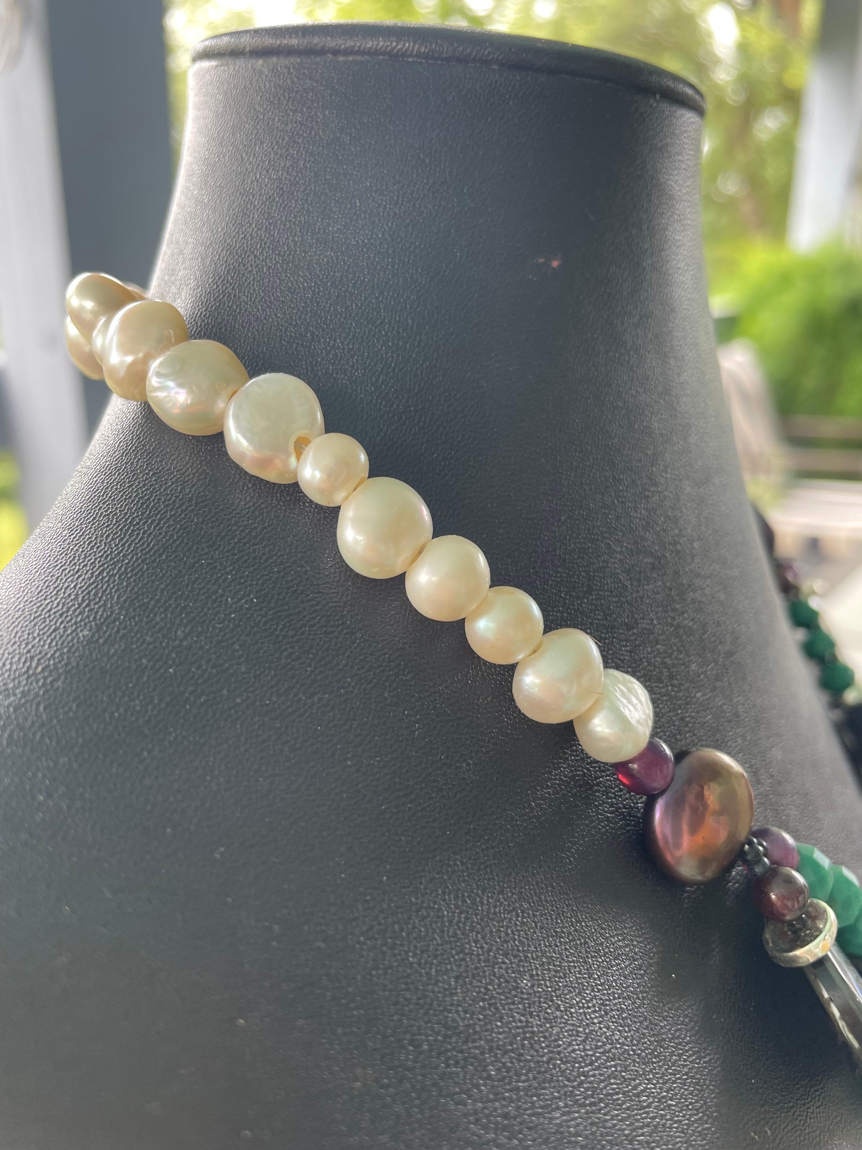 LB bietet Paua Shell SS Abstract Anhänger Glas Pfau  Perlen Halskette für Damen oder Herren im Angebot