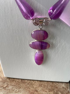 LB offers Purple Quartz SS pendant Japanese Resin Crystal Coin Pearls Necklace