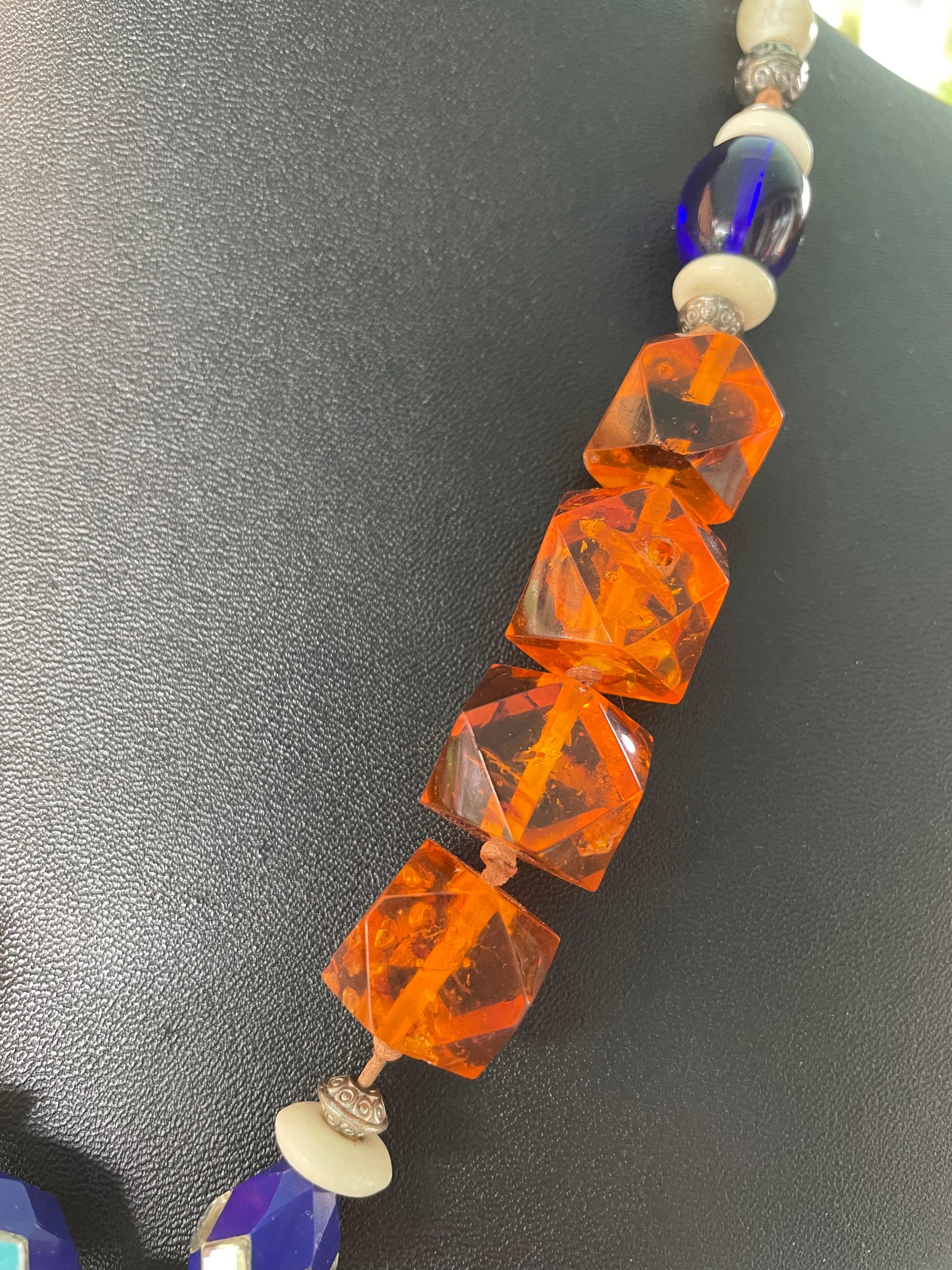LB bietet Reed & Barton Whistle SS Anhänger Amber Crystal MOP Bone SS Halskette für Damen oder Herren im Angebot