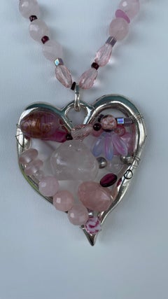 LB offers Silver heart pendant Rose Quartz Garnet Glass Crystal SS Ant.Necklace