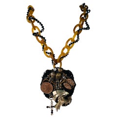 LB offers Steam Punk style Bakelite Coin SS Cufflinks Crystal cross Necklace