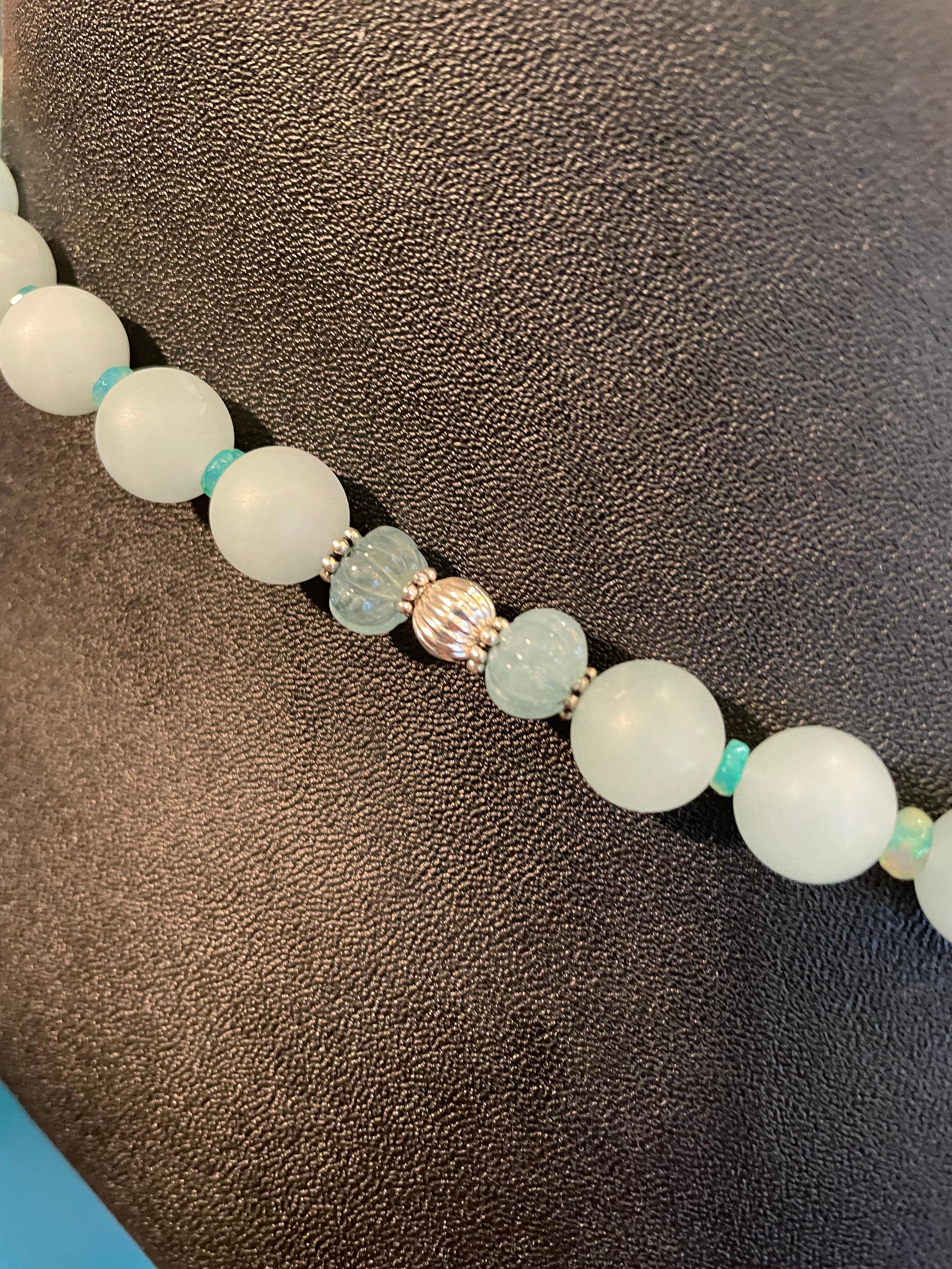 LB offre Collier pendentif chinois en argent sterling verre aigue-marine opale émail Unisexe en vente