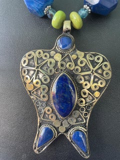 LB offers Tibetan Silver Lapis pendant Blue Agates Turquoise Venetian necklace
