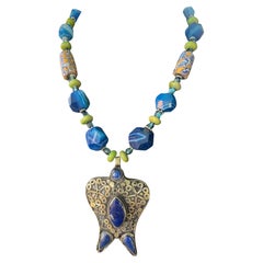 LB offers Tibetan Silver Lapis pendant Blue Agates Turquoise Venetian necklace
