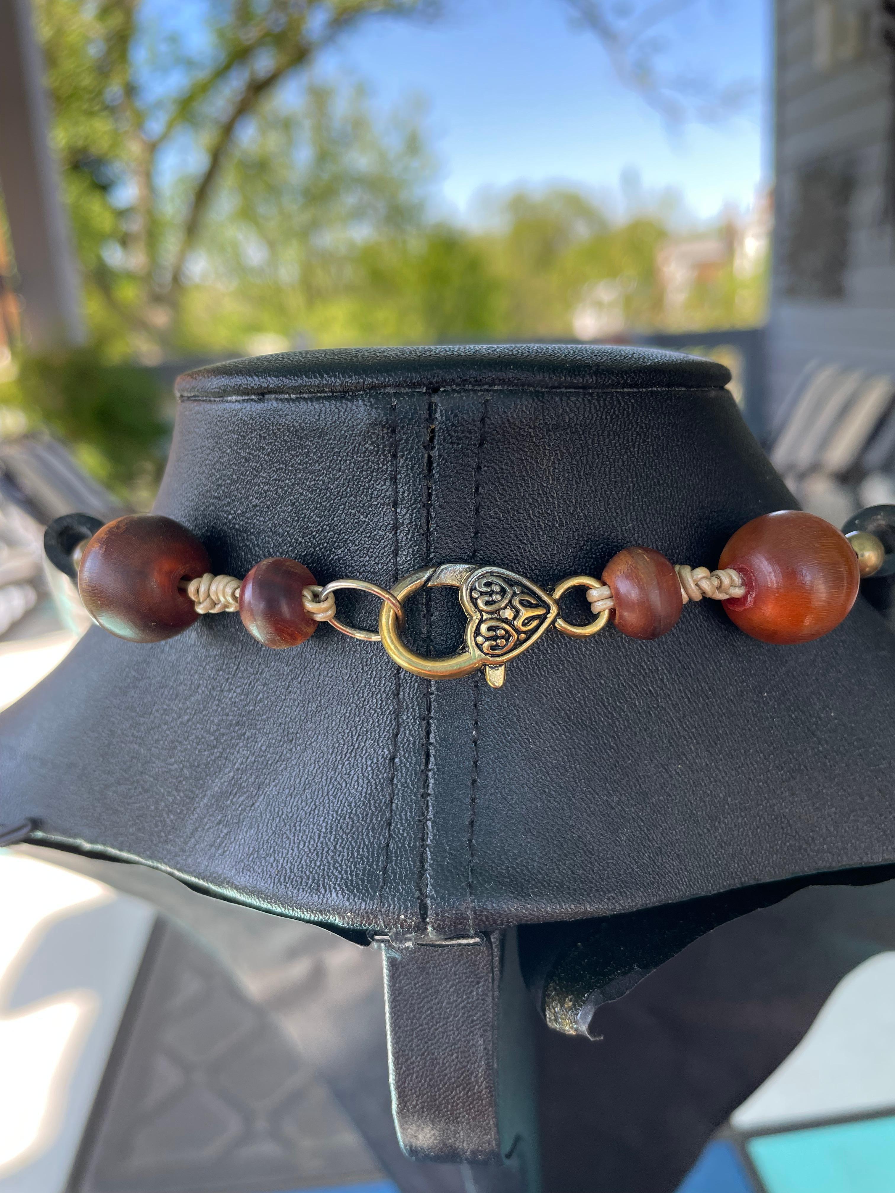 LB offers Tribal Horn Naja Pendant Tibetan brass orange Coral Wooden necklace For Sale 2