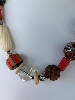 LB offers Tribal style multi beads of Resin Bone Glass Silver Nuts Stone OOAK