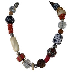 LB offers Tribal style multi beads of Resin Bone Glass Silver Nuts Stone OOAK