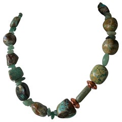 LB offers Turquoise chunky beads vintage glass aventurine chips Necklace