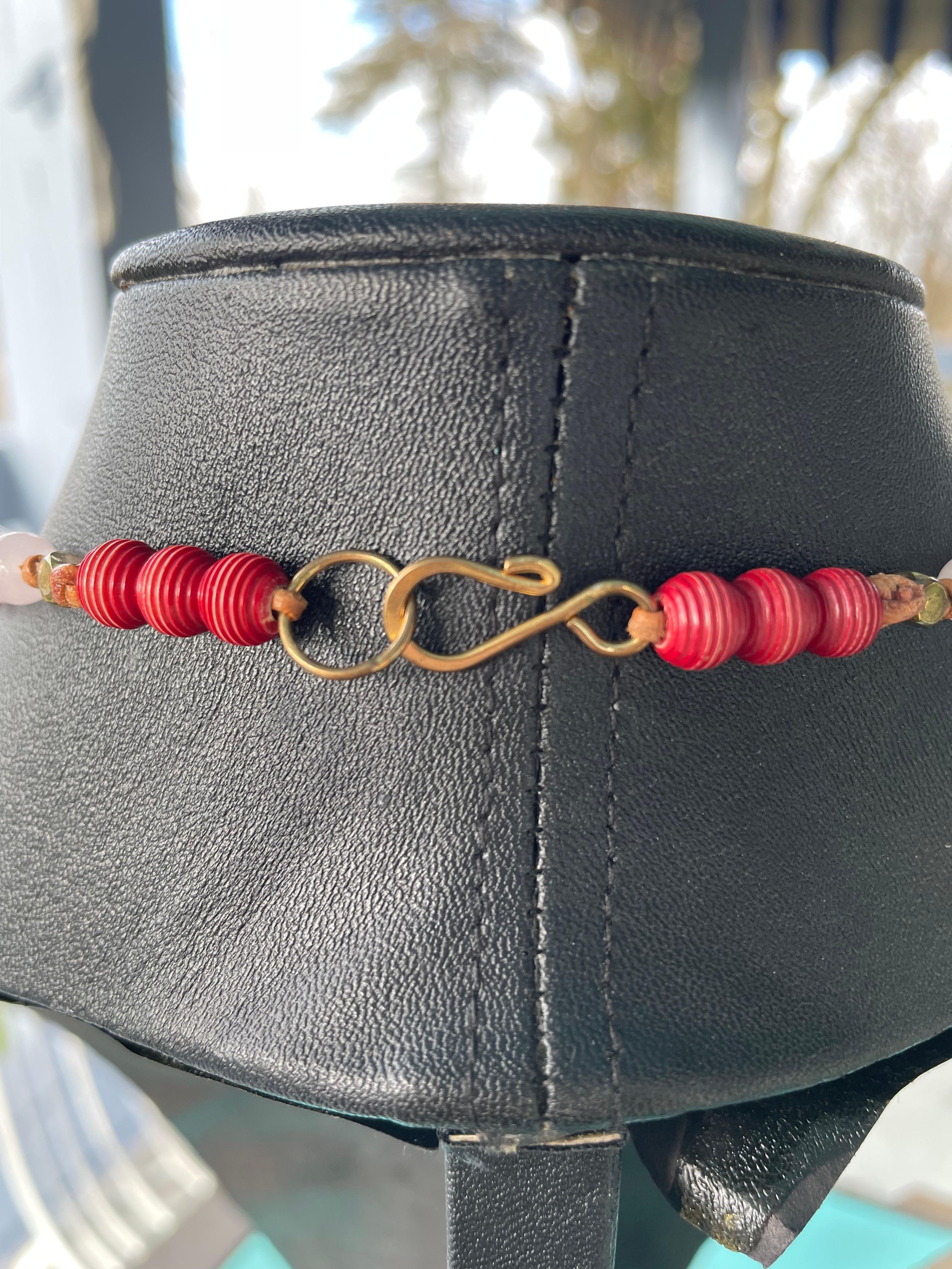 LB offre Pendentif coeur en verre vénitien Collier de perles de quartz vénitien vintage en vente 4