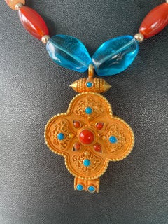 LB offers Vermeil Nepalese Pendant Carnelian Agate Venetian Glass Necklace